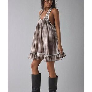 Kimchi Blue Brown and White Checkered Mini Dress